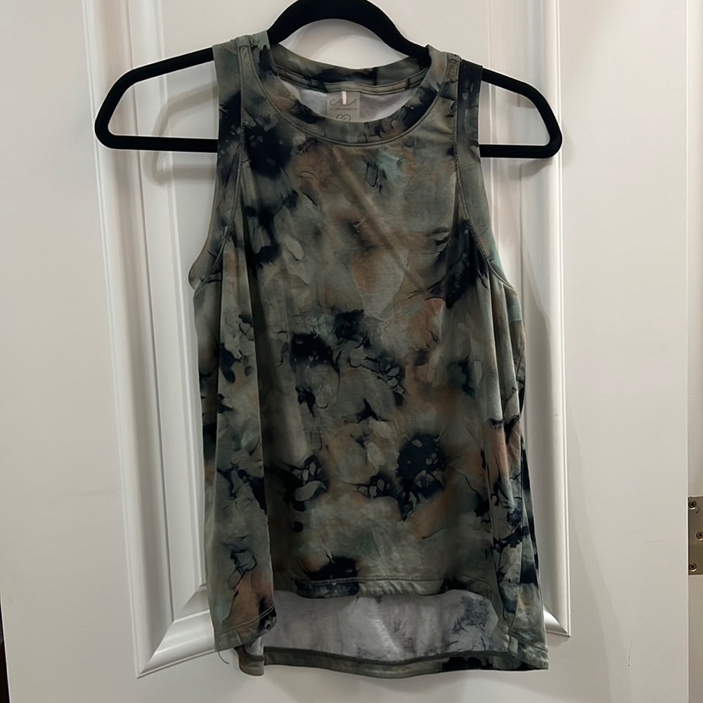 Green and brown calia workout top